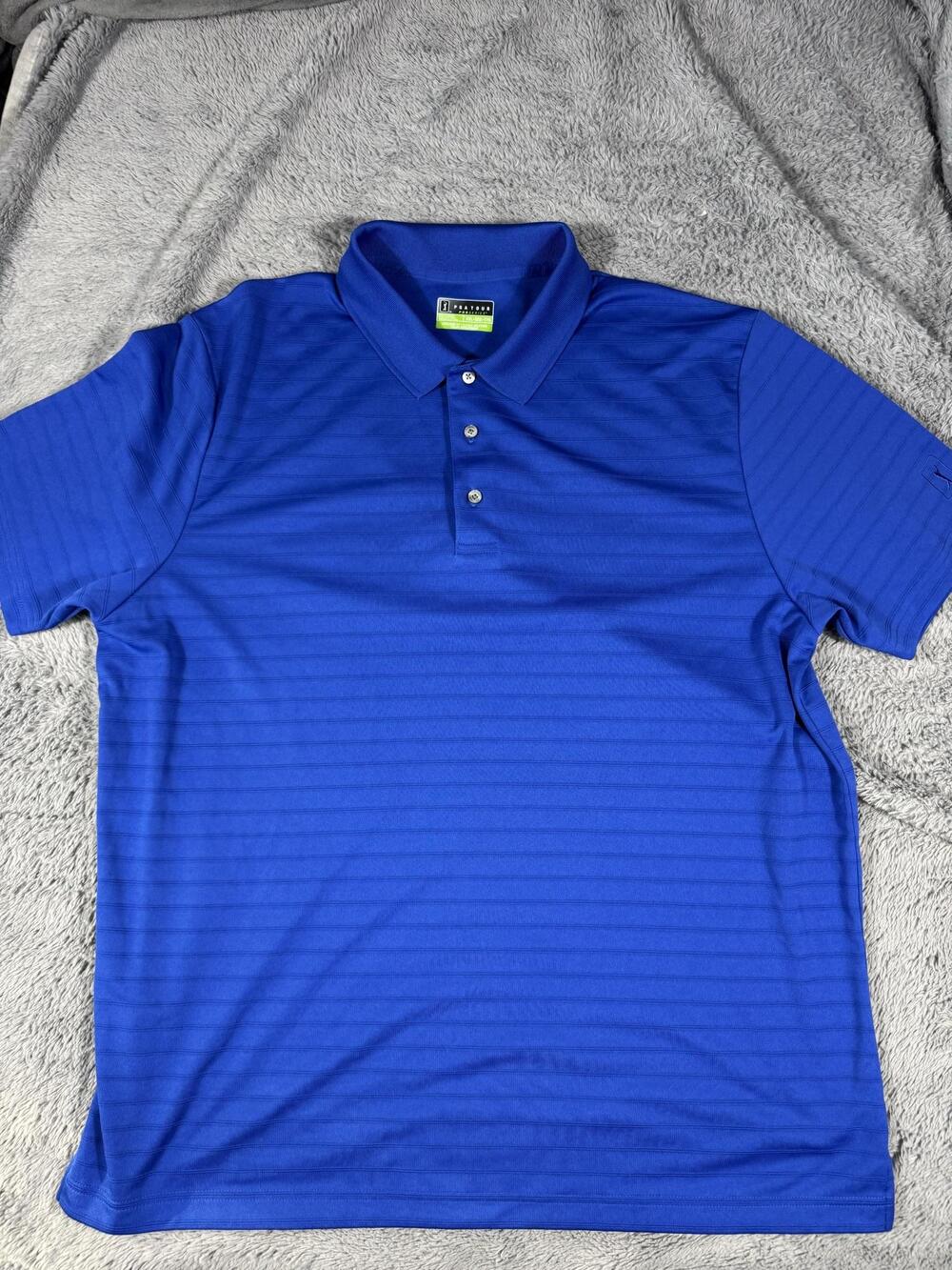 PGA TOUR Pro Series Golf Polo Shirt Mens 2XL Blue Stripe Short Sleeve Top